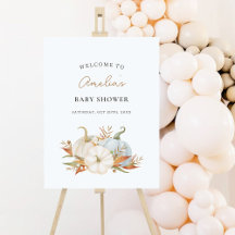 Póster de bienvenida para baby shower de Calabacit