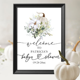 Póster de bienvenida para baby shower de calabaza 
