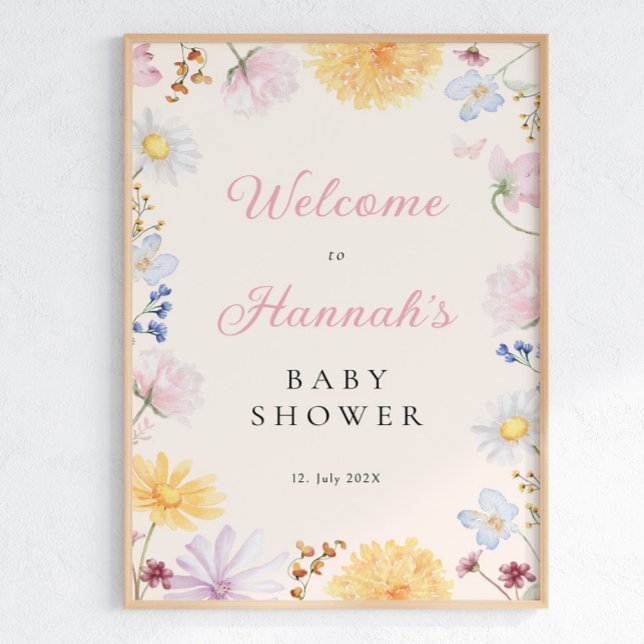 Póster de bienvenida para baby shower de flores si (Subido por el creador)