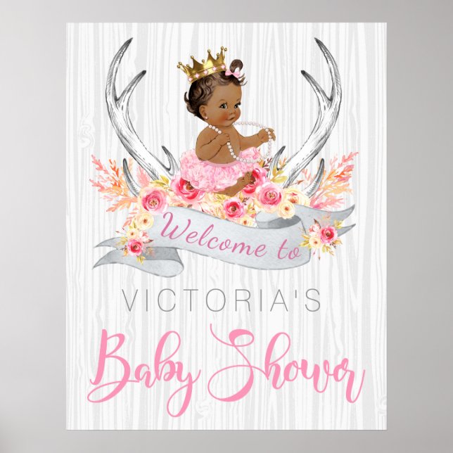 Póster de bienvenida para baby shower de niña (Frente)