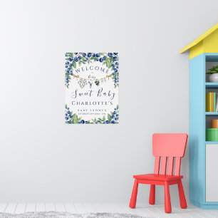 Póster de bienvenida para baby shower de niño de a