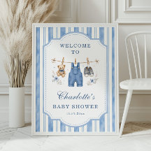 Póster de bienvenida para Baby Shower de niño en v