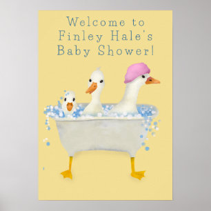 Póster de bienvenida para baby shower Rub a Dub Du