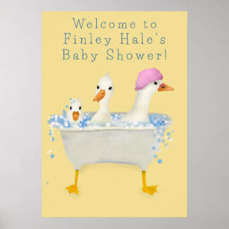 Póster de bienvenida para baby shower Rub a Dub Du