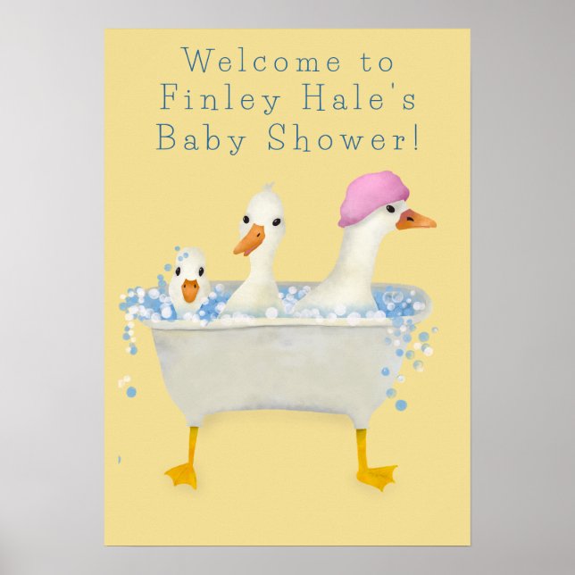 Póster de bienvenida para baby shower Rub a Dub Du (Frente)