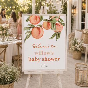 Póster de Bienvenida para Baby Shower Sweet Peach