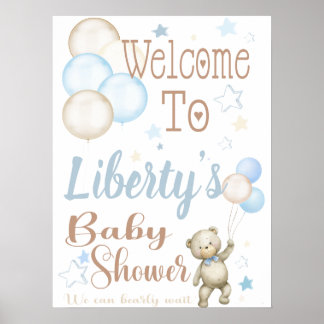 Póster de bienvenida para baby shower Teddy Bear B