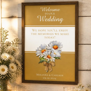Póster de bienvenida para boda de margaritas felic