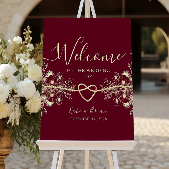 Póster de bienvenida para boda romántica de burgun (Subido por el creador)