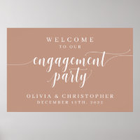 Póster de bienvenida para fiesta de compromiso Cha
