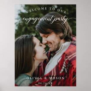Póster de bienvenida para fiesta de compromiso con