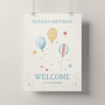 Póster de bienvenida para fiesta de cumpleaños Glo