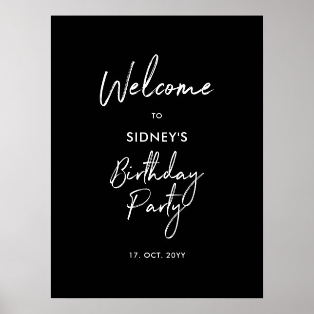 Póster de bienvenida para fiesta de cumpleaños mod (Frente)