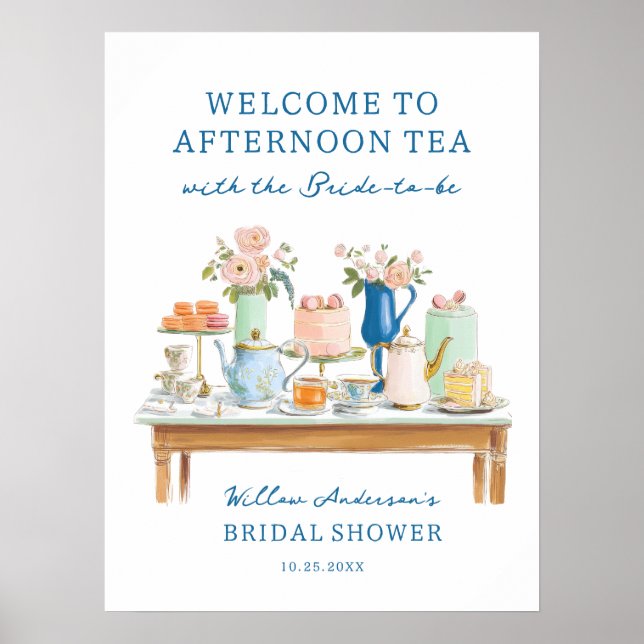 Póster de bienvenida para fiesta de té de despedid (Frente)