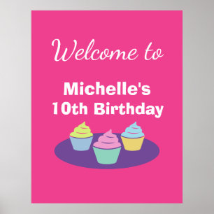 Póster de bienvenida personalizado tema fiesta de 