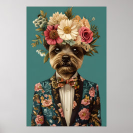 Póster de Biewer Terrier con traje, Biewer Terrier