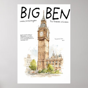 Póster de Big Ben Torre del reloj de Londres Rei