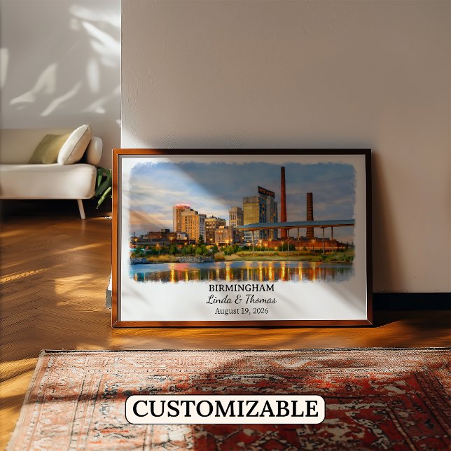 Póster de Birmingham Alabama, Acuarela, Personaliz (Subido por el creador)
