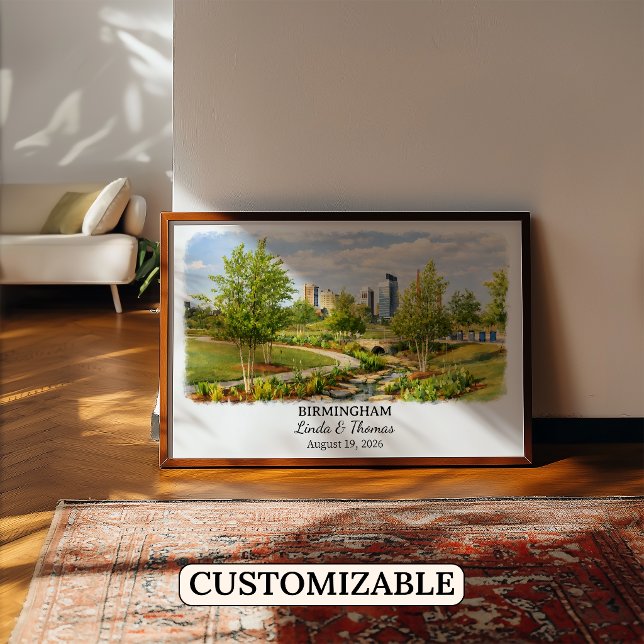 Póster de Birmingham Alabama, Acuarela, Personaliz (Subido por el creador)