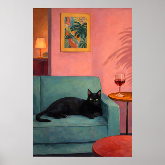 Póster de Black Cat Lounge, sala de estar retro ac (Frente)