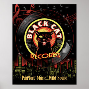 Póster de Black Cat Records – Vinilo de Club de Ja
