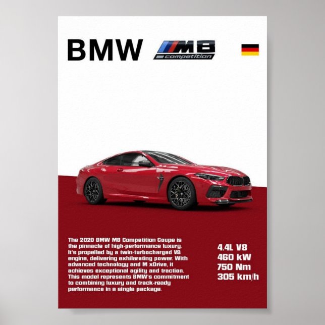 Póster de BMW de lujo de alto rendimiento (Frente)