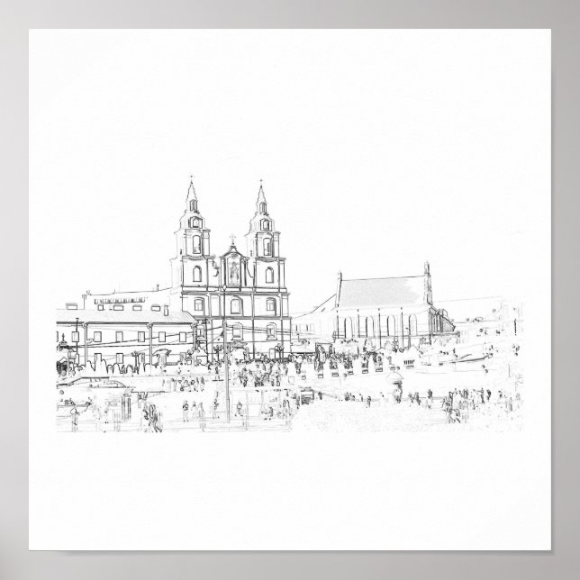 Póster de boceto de arquitectura estilizada de Min (Frente)