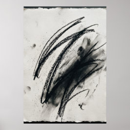 Póster de Boceto de Carbón Abstracto | Línea Gestu