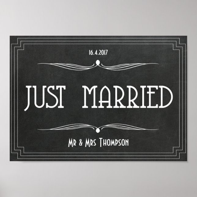 Poster de boda de arte deco recién casada (Frente)