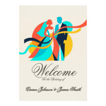 Póster de boda de crema abstracta 