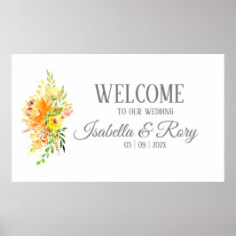 Póster de boda de ramo de verano bonito