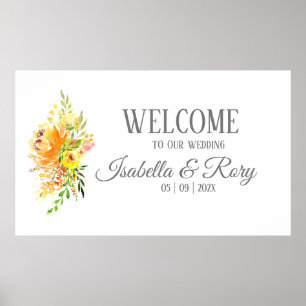 Póster de boda de ramo de verano bonito