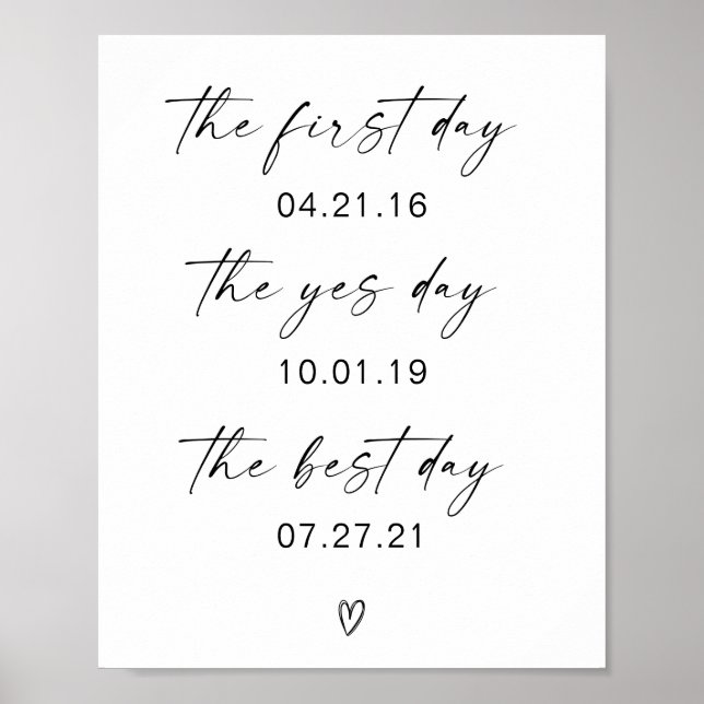 Póster de boda del primer día, día sí, mejor día (Frente)