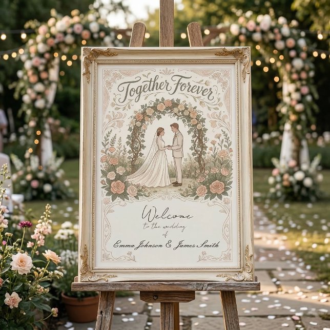 Póster de boda floral crema (Subido por el creador)