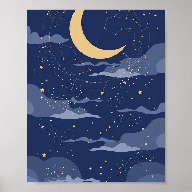 Póster de boda Noche Estelar Celestial (Frente)