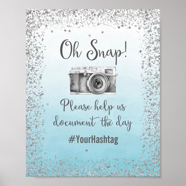 Póster de Boda Oh Snap Hashtag (Frente)