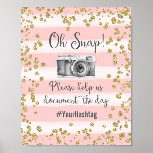 Póster de boda Oh Snap Hashtag