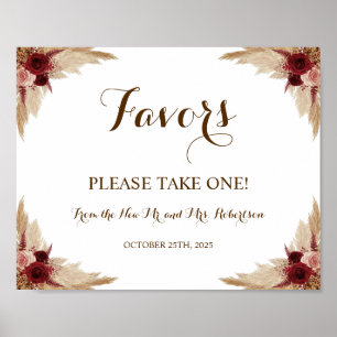 Póster de boda para ducha de novia con hierba de P