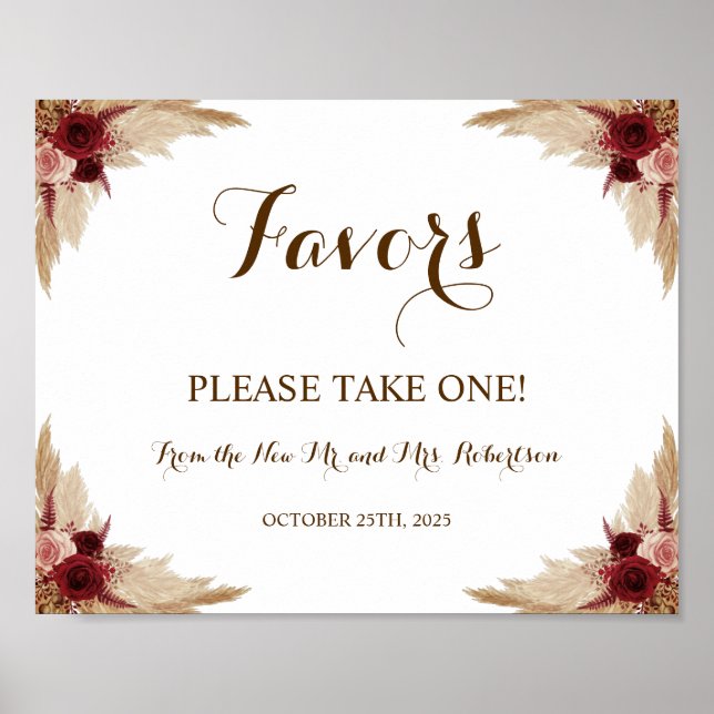 Póster de boda para ducha de novia con hierba de P (Frente)