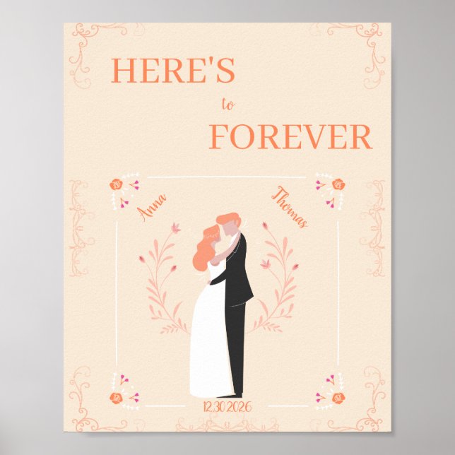 Póster de boda personalizado – Pareja ilustrada (Frente)