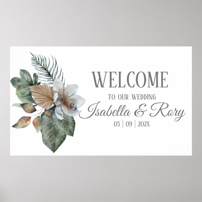 Póster de boda ramo boho bonito (Frente)