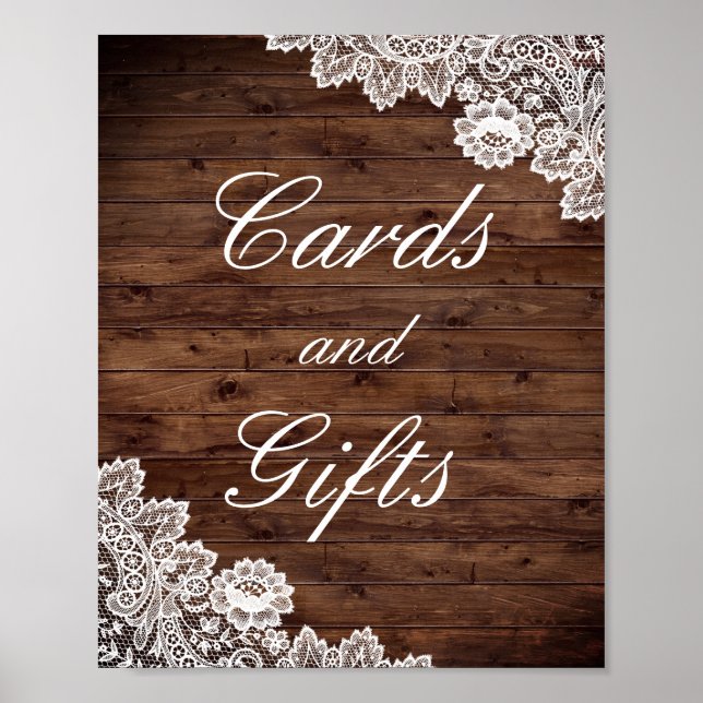 Póster de Boda Tarjetas y Regalos de Madera Rústic (Frente)