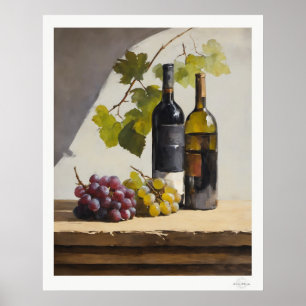 Póster de Bodegón de Vino y Uvas