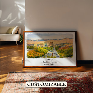 Póster de Boise Idaho, Acuarela, Personalizado