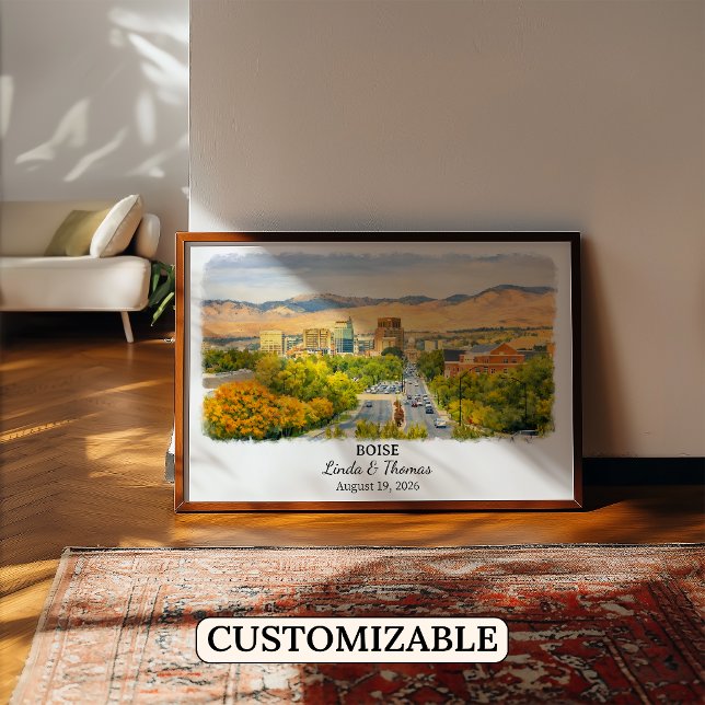 Póster de Boise Idaho, Acuarela, Personalizado (Subido por el creador)