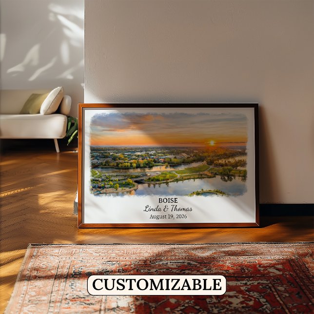 Póster de Boise Idaho, Acuarela, Personalizado (Subido por el creador)