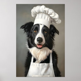 Póster de Border Collie con sombrero de chef, Póst