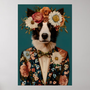 Póster de Border Collie con traje, Border Collie