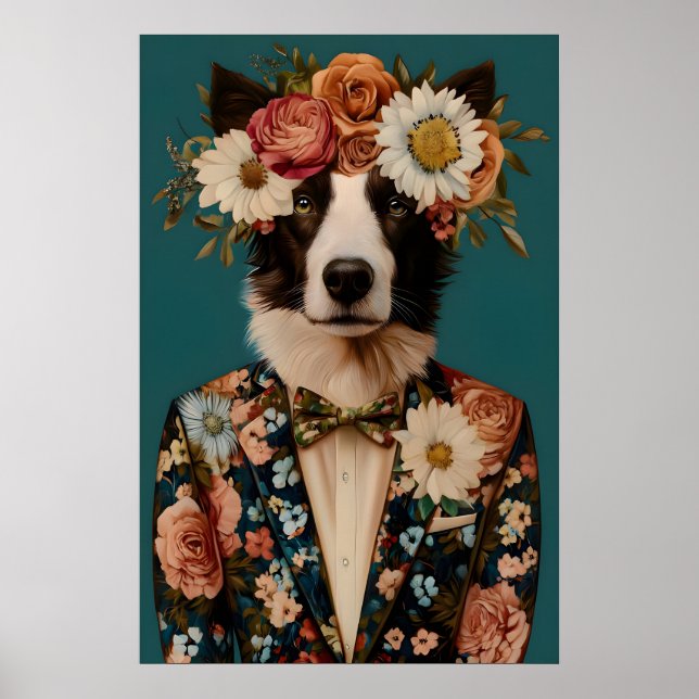 Póster de Border Collie con traje, Border Collie (Frente)