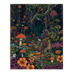 Póster de bosque psicodélico